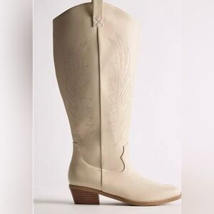 torrid Cream Western Knee-High Heeled Boots wide width